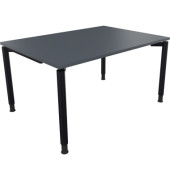 Schreibtisch All in One, manuell höhenverstellbar, 68-82cm (H), 140x100cm (BxT), rechteckig, lavagrau / anthrazit metallic