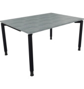Schreibtisch All in One, manuell höhenverstellbar, 68-82cm (H), 140x100cm (BxT), rechteckig, beton hell / anthrazit metallic