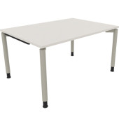 Schreibtisch All in One, manuell höhenverstellbar, 68-82cm (H), 140x100cm (BxT), rechteckig, weiß / silberaluminium