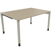 Schreibtisch All in One, manuell höhenverstellbar, 68-82cm (H), 140x100cm (BxT), rechteckig, eiche natur / silberaluminium