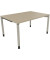 Schreibtisch All in One, manuell höhenverstellbar, 68-82cm (H), 140x100cm (BxT), rechteckig, eiche natur / silberaluminium