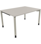 Schreibtisch All in One, manuell höhenverstellbar, 68-82cm (H), 140x100cm (BxT), rechteckig, lichtgrau / silberaluminium