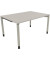 Schreibtisch All in One, manuell höhenverstellbar, 68-82cm (H), 140x100cm (BxT), rechteckig, lichtgrau / silberaluminium