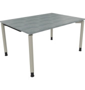 Schreibtisch All in One, manuell h&ouml;henverstellbar, 68-82cm (H), 140x100cm (BxT), rechteckig, beton hell / silberaluminium