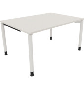 Schreibtisch All in One, manuell höhenverstellbar, 68-82cm (H), 140x100cm (BxT), rechteckig, weiß / weiß