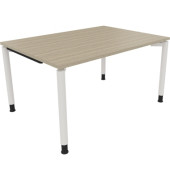 Schreibtisch All in One, manuell höhenverstellbar, 68-82cm (H), 140x100cm (BxT), rechteckig, eiche natur / weiß
