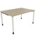 Schreibtisch All in One, manuell höhenverstellbar, 68-82cm (H), 140x100cm (BxT), rechteckig, eiche natur / weiß