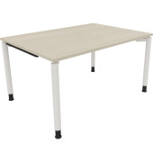 Schreibtisch All in One, manuell höhenverstellbar, 68-82cm (H), 140x100cm (BxT), rechteckig, akazie hell / weiß