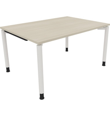 Schreibtisch All in One, manuell h&ouml;henverstellbar, 68-82cm (H), 140x100cm (BxT), rechteckig, akazie hell / wei&szlig;