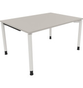 Schreibtisch All in One, manuell höhenverstellbar, 68-82cm (H), 140x100cm (BxT), rechteckig, lichtgrau / weiß