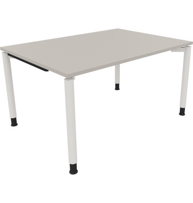 Schreibtisch All in One, manuell höhenverstellbar, 68-82cm (H), 140x100cm (BxT), rechteckig, lichtgrau / weiß