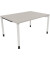 Schreibtisch All in One, manuell höhenverstellbar, 68-82cm (H), 140x100cm (BxT), rechteckig, lichtgrau / weiß