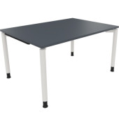 Schreibtisch All in One, manuell höhenverstellbar, 68-82cm (H), 140x100cm (BxT), rechteckig, lavagrau / weiß