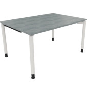 Schreibtisch All in One, manuell höhenverstellbar, 68-82cm (H), 140x100cm (BxT), rechteckig, beton hell / weiß