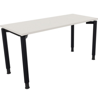 Schreibtisch All in One, manuell höhenverstellbar, 68-82cm (H), 140x60cm (BxT), rechteckig, weiß / anthrazit metallic