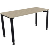 Schreibtisch All in One, manuell höhenverstellbar, 68-82cm (H), 140x60cm (BxT), rechteckig, eiche natur / anthrazit metallic
