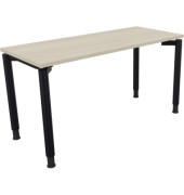 Schreibtisch All in One, manuell höhenverstellbar, 68-82cm (H), 140x60cm (BxT), rechteckig, akazie hell / anthrazit metallic