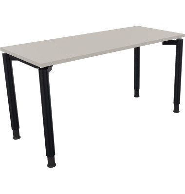 Schreibtisch All in One, manuell h&ouml;henverstellbar, 68-82cm (H), 140x60cm (BxT), rechteckig, lichtgrau / anthrazit metallic
