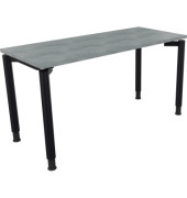 Schreibtisch All in One, manuell höhenverstellbar, 68-82cm (H), 140x60cm (BxT), rechteckig, beton hell / anthrazit metallic