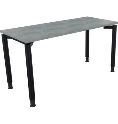 Schreibtisch All in One, manuell höhenverstellbar, 68-82cm (H), 140x60cm (BxT), rechteckig, beton hell / anthrazit metallic
