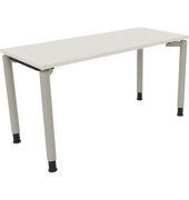 Schreibtisch All in One, manuell höhenverstellbar, 68-82cm (H), 140x60cm (BxT), rechteckig, weiß / silberaluminium