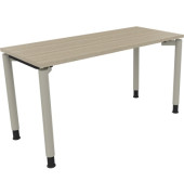 Schreibtisch All in One, manuell höhenverstellbar, 68-82cm (H), 140x60cm (BxT), rechteckig, eiche natur / silberaluminium