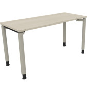 Schreibtisch All in One, manuell höhenverstellbar, 68-82cm (H), 140x60cm (BxT), rechteckig, akazie hell / silberaluminium