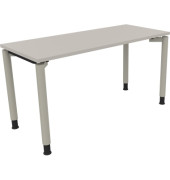 Schreibtisch All in One, manuell höhenverstellbar, 68-82cm (H), 140x60cm (BxT), rechteckig, lichtgrau / silberaluminium