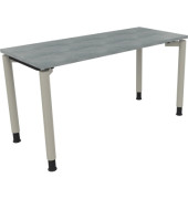 Schreibtisch All in One, manuell höhenverstellbar, 68-82cm (H), 140x60cm (BxT), rechteckig, beton hell / silberaluminium