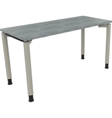 Schreibtisch All in One, manuell h&ouml;henverstellbar, 68-82cm (H), 140x60cm (BxT), rechteckig, beton hell / silberaluminium