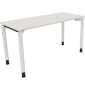 Schreibtisch All in One, manuell höhenverstellbar, 68-82cm (H), 140x60cm (BxT), rechteckig, weiß / weiß
