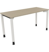 Schreibtisch All in One, manuell h&ouml;henverstellbar, 68-82cm (H), 140x60cm (BxT), rechteckig, eiche natur / wei&szlig;