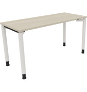Schreibtisch All in One, manuell höhenverstellbar, 68-82cm (H), 140x60cm (BxT), rechteckig, akazie hell / weiß