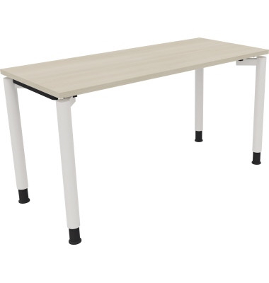 Schreibtisch All in One, manuell h&ouml;henverstellbar, 68-82cm (H), 140x60cm (BxT), rechteckig, akazie hell / wei&szlig;