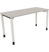 Schreibtisch All in One, manuell höhenverstellbar, 68-82cm (H), 140x60cm (BxT), rechteckig, lichtgrau / weiß