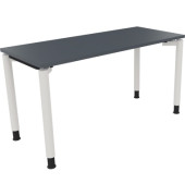Schreibtisch All in One, manuell höhenverstellbar, 68-82cm (H), 140x60cm (BxT), rechteckig, lavagrau / weiß