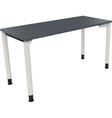 Schreibtisch All in One, manuell h&ouml;henverstellbar, 68-82cm (H), 140x60cm (BxT), rechteckig, lavagrau / wei&szlig;