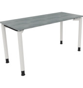 Schreibtisch All in One, manuell höhenverstellbar, 68-82cm (H), 140x60cm (BxT), rechteckig, beton hell / weiß