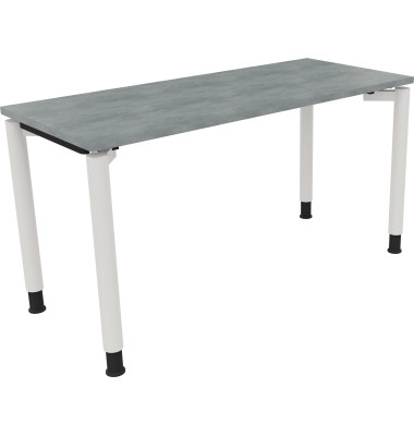 Schreibtisch All in One, manuell h&ouml;henverstellbar, 68-82cm (H), 140x60cm (BxT), rechteckig, beton hell / wei&szlig;