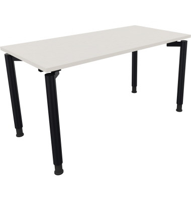 Schreibtisch All in One, manuell höhenverstellbar, 68-82cm (H), 140x70cm (BxT), rechteckig, weiß / anthrazit metallic