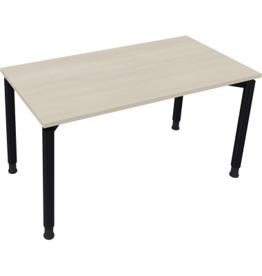 Schreibtisch All in One, manuell höhenverstellbar, 68-82cm (H), 140x70cm (BxT), rechteckig, akazie hell / anthrazit metallic
