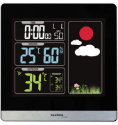 Wetterstation WS 6448 Station: 120 x 120 x 24, Au&szlig;ensender: 92 x 40 x 23 mm (B x H x T) LED 60m mit Temperaturanzeige mit Datum