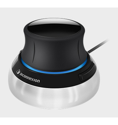 3D-Maus SpaceMouse 3DX-700059 Compact, 2 Tasten, mit Kabel, USB-Kabel, für 3D-Anwendungen, schwarz, silber