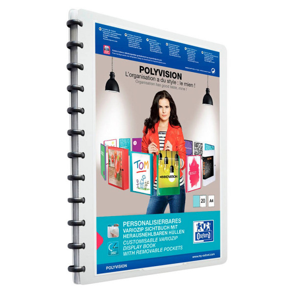 4002030012059 - Präsentationsringbuch vario-zipp 100420818 A4 12 Ringe 19mm Ring-Ø Polypropylen 1 Außentasche weiß 4002030012059 Oxford