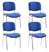 Besucherstuhl Iso Visitor, blau / chrom, ohne Armlehnen, 4-Fuß-Gestell