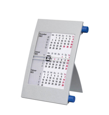 Dreimonats-Tischkalender Drehkalender grau/blau 5000G 3Monate/1Seite 11x18,3cm 2022/2023
