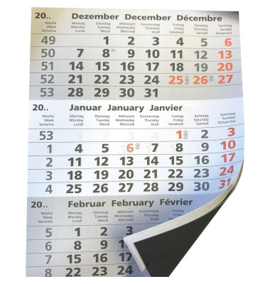 Kalendereinlage 77000e, 3 Monate / 1 Seite, 95x135mm, 2026