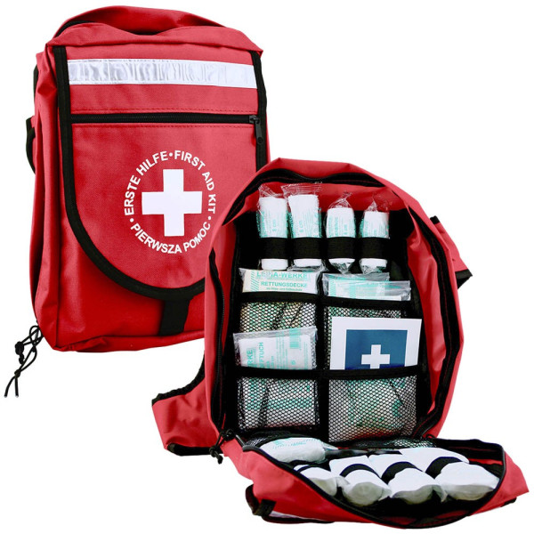 Erste Hilfe Set, deutschsprachig + Notfalltasche, Erste Hilfe Tasche,  Notfall-spezifischer Inhalt - Wandern, Reise, Zuhause, Pflaster, Strips :  : Drogerie & Körperpflege