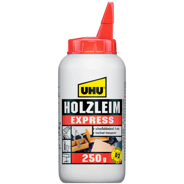 12 Stück UHU Holzleim 48585 Express D2, 250g, wasserfest 4026700485851 UHU 250 Gramm