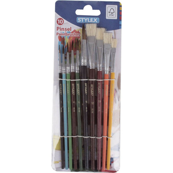 Stylex Pinselset TOPPOINT, 35065A, Größen sortiert, 4x flache & 6x runde Spitze 4044186350654 Stylex